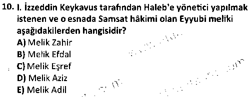 TAR2006 Türkiye Selçukluları ve Beylikleri Tarihi çıkmış sınav sorusu 2