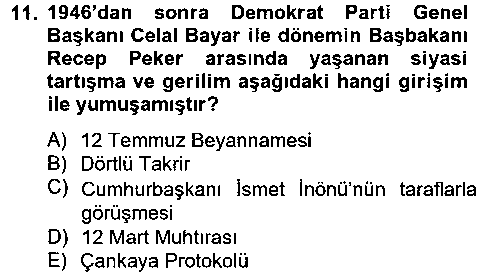 SIY102U Türk Siyasal Hayatı çıkmış sınav sorusu 2