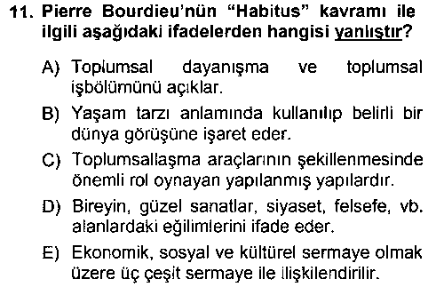 SOS307U Kültür Sosyolojisi çıkmış sınav sorusu 2