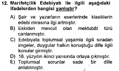 EDB406U Çağdaş Türk Edebiyatları 2 çıkmış sınav sorusu 3