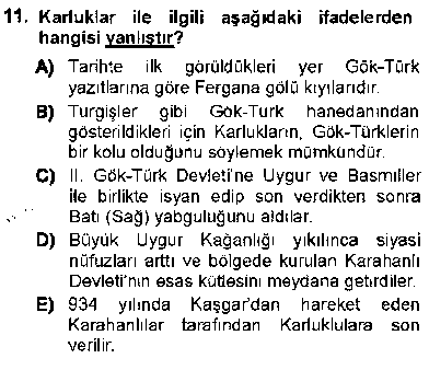 TAR107U Orta Asya Türk Tarihi çıkmış sınav sorusu 2