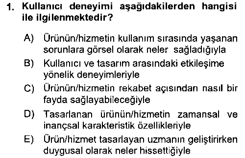 YBS303U Kullanıcı Deneyimi Tasarımı çıkmış sınav sorusu 1