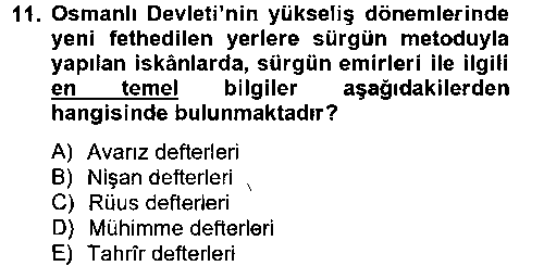 TAR206U Osmanlı´da İskan ve Göç çıkmış sınav sorusu 3