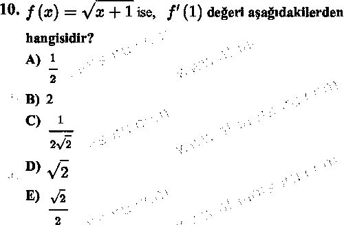 İŞL1009 Matematik 1 çıkmış sınav sorusu 2