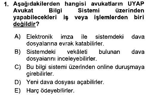 ADL203U Ulusal Yargı Ağı Projesi 1 çıkmış sınav sorusu 1