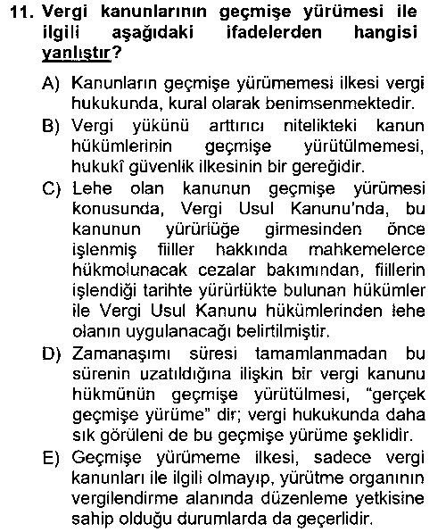 MLY205U Genel Vergi Hukuku çıkmış sınav sorusu 3