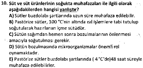 TOI2004 Gıda ve Personel Hijyeni çıkmış sınav sorusu 2