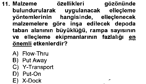 LOJ104U Lojistik Yönetimi çıkmış sınav sorusu 2