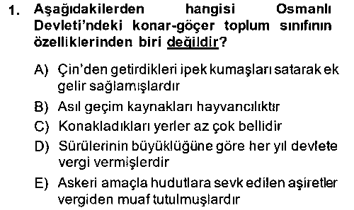 TAR309U Osmanlı İktisat Tarihi çıkmış sınav sorusu 1
