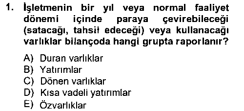 FIN402U Finansal Tablolar Analizi çıkmış sınav sorusu 1