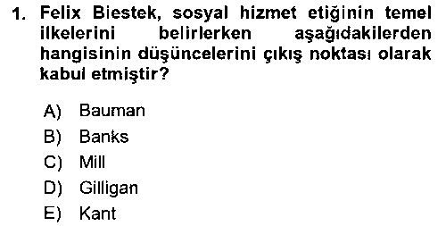 SHZ310U Sosyal Hizmet Etiği çıkmış sınav sorusu 1