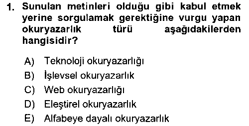 WTK205U Web Okuryazarlığı çıkmış sınav sorusu 1