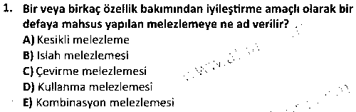 LAB1003 Zootekni ve Genetik çıkmış sınav sorusu 1