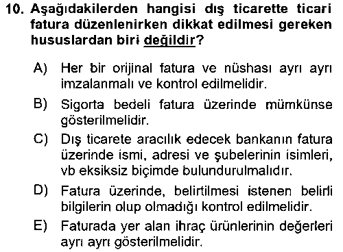 TIC208U İthalat ve İhracat İşlemleri çıkmış sınav sorusu 2