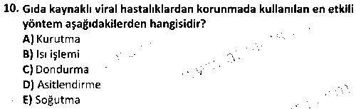LAB2010 Gıda Güvenliğinin Temel Prensipleri çıkmış sınav sorusu 2