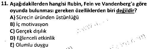 ÇGL2010 Oyun ve Oyun Materyalleri çıkmış sınav sorusu 3