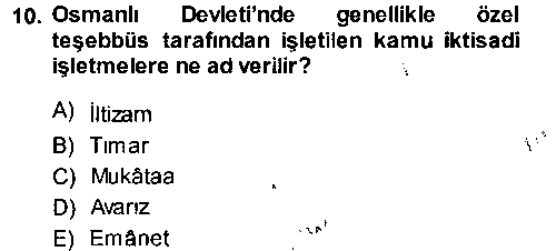 TAR309U Osmanlı İktisat Tarihi çıkmış sınav sorusu 2