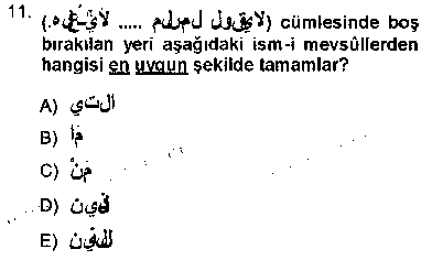 Arapça 3 çıkmış sınav sorusu 3