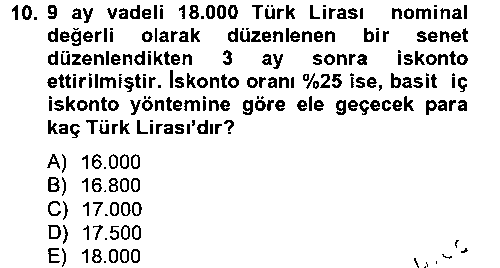 FIN102U Finans Matematiği çıkmış sınav sorusu 1
