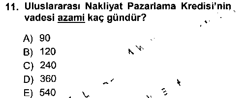 TIC203U Dış Ticaretin Finansmanı ve Teşviki çıkmış sınav sorusu 3