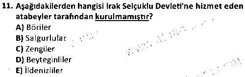 TAR2005 Selçuklu Tarihi ve Kurumları çıkmış sınav sorusu 3
