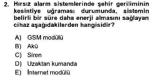 OGK201U Güvenlik Sistemleri çıkmış sınav sorusu 2