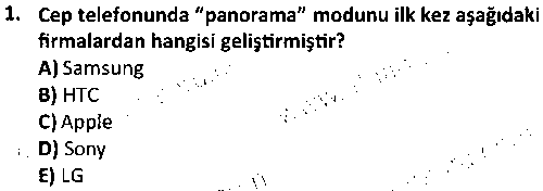FOT2005 Sayısal Fotoğraf çıkmış sınav sorusu 1