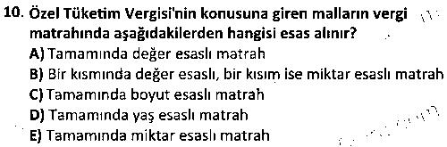 DT2010 Türk Vergi Sistemi çıkmış sınav sorusu 2