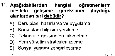 OKO407U Öğretmenlikte Mesleki Gelişim çıkmış sınav sorusu 3