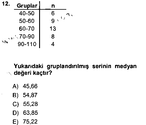 IST207U İST207U Tıbbi İstatistik çıkmış sınav sorusu 2