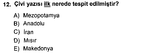 TAR101U Eski Anadolu Tarihi çıkmış sınav sorusu 3