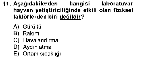 LBV210U Laboratuvar Hayvanlarını Yetiştirme ve Sağlığı çıkmış sınav sorusu 1