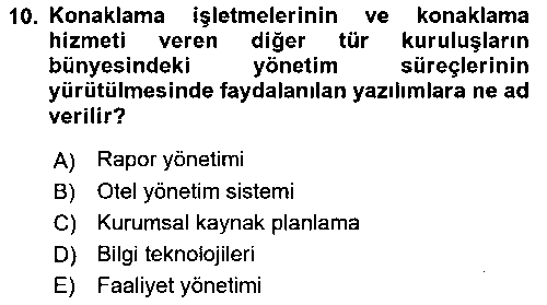 TRZ101U Turizmde Otomasyon Sistemleri çıkmış sınav sorusu 2