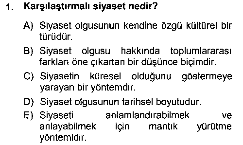 ULI305U Karşılaştırmalı Siyasal Sistemler çıkmış sınav sorusu 1