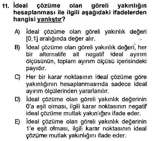 ISL408U İşletmelerde Karar Verme Teknikleri çıkmış sınav sorusu 3