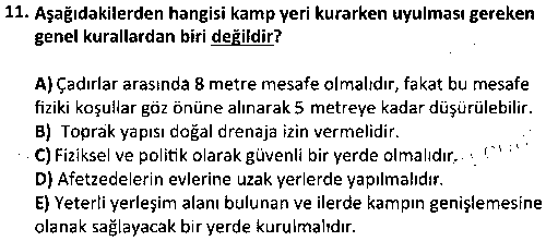 ACY2008 Afetlerde Halk Sağlığı Hizmetleri çıkmış sınav sorusu 3