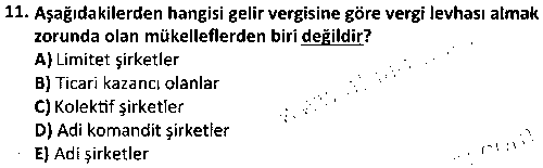 İŞL1004 Dönem Sonu Muhasebe İşlemleri çıkmış sınav sorusu 3