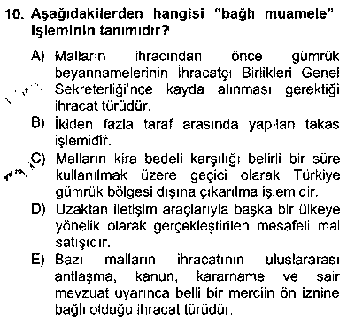 MUH204U Dış Ticaret İşlemlerinin Muhasebeleştirilmesi çıkmış sınav sorusu 1