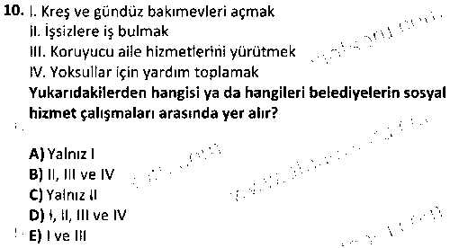 SOH2015 Yerel Yönetimler ve Sosyal Hizmet çıkmış sınav sorusu 2
