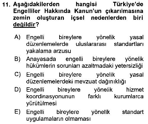 SHZ304U Engellilerle Sosyal Hizmet çıkmış sınav sorusu 3