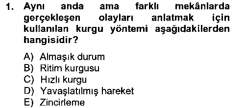 FOT106U Film ve Video Kültürü çıkmış sınav sorusu 1