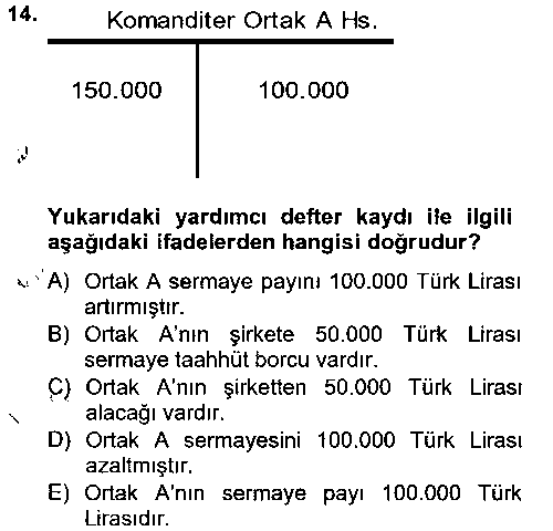 MUH212U Şirketler Muhasebesi çıkmış sınav sorusu 3