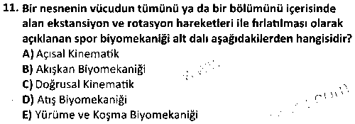 SPB3009 Spor Biyomekaniği çıkmış sınav sorusu 3
