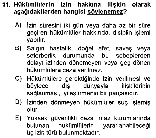 HUK132U Temel İnfaz Hukuku Bilgisi çıkmış sınav sorusu 3