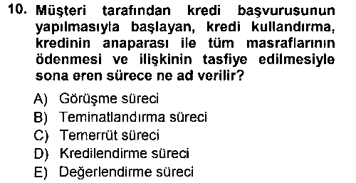 BSI201U Bankalarda Kredi Yönetimi çıkmış sınav sorusu 2