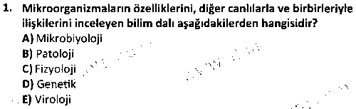LAB1005 Veteriner Fizyoloji çıkmış sınav sorusu 1
