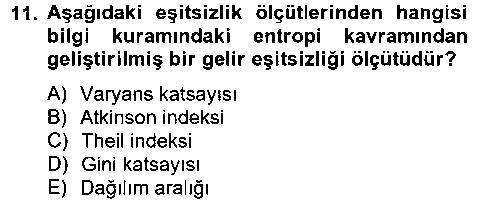 CEK302U Gelir Dağılımı ve Yoksulluk çıkmış sınav sorusu 2