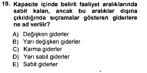 LOJ203U Lojistik Maliyetleri ve Raporlama 1 çıkmış sınav sorusu 1