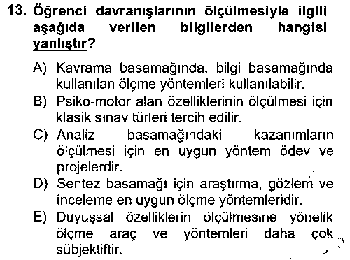 OMB304U Ölçme Ve Değerlendirme çıkmış sınav sorusu 3