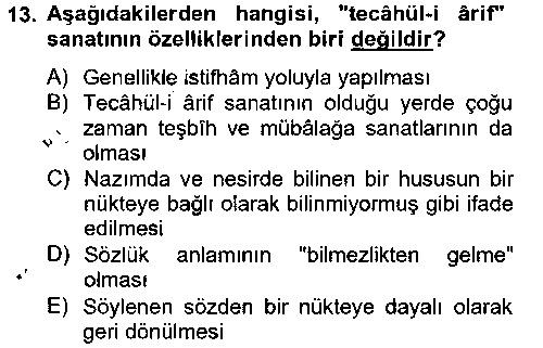 EDB104U Eski Türk Edebiyatına Giriş: Söz Sanatları çıkmış sınav sorusu 3